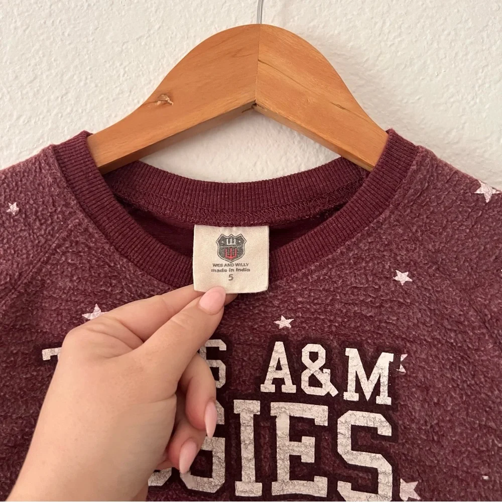 Wes & Willy Girls Texas A&M Aggies Star Print Sweatshirt Sz 5
